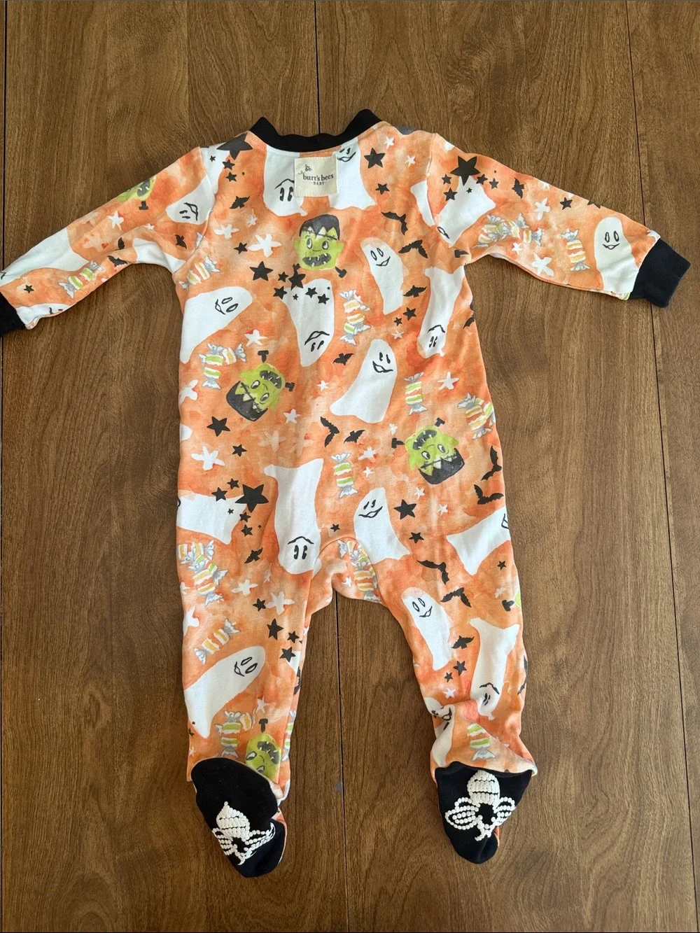 Burt’s Bees - Halloween Ghost & Candy Orange Baby One-Piece Footie Sleeper
